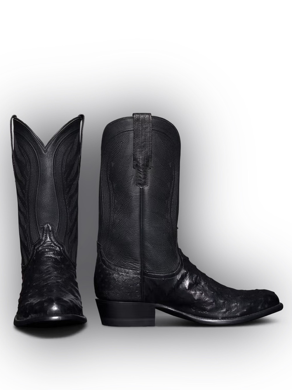 NEW Tecovas Men’s The Wyatt Cowboy Boots Full Quill Ostrich Midnight Black 9.5 D